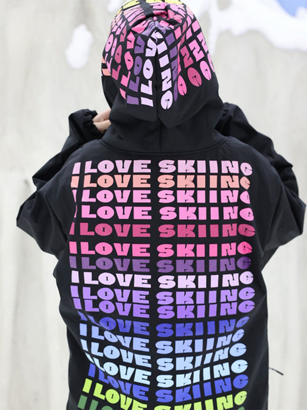 Women's SWAGLI I LOVE SKIING Baggy Snow Hoodies