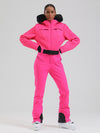 Women's Gsou Snow Mountain Chic Faux-Fur Trim Flare Ski Jumpsuit