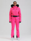 Women's Gsou Snow Mountain Chic Faux-Fur Trim Flare Ski Jumpsuit