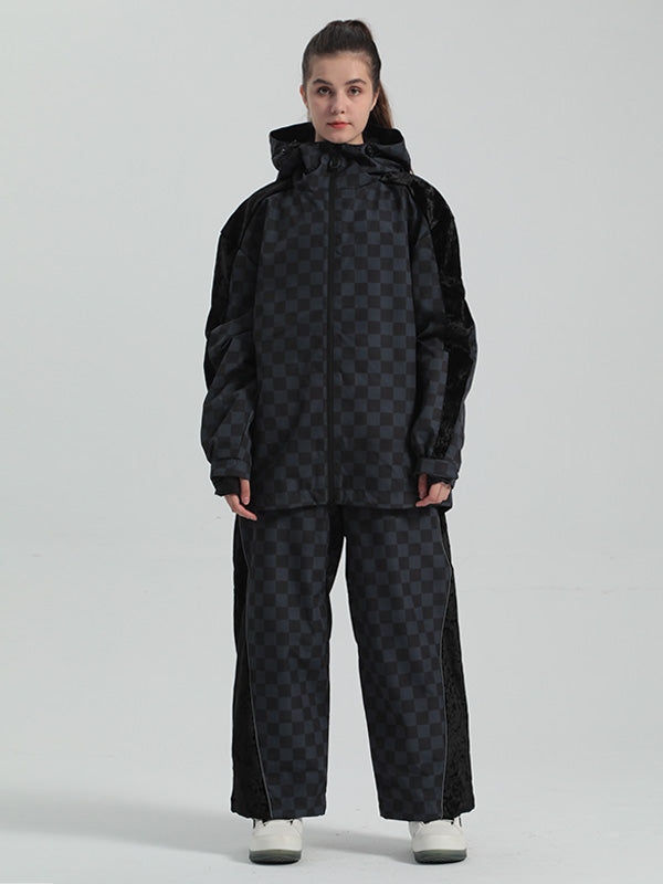 Women's Gsou Snow Checkered Freestyle Snow Jacket & Pants Sets