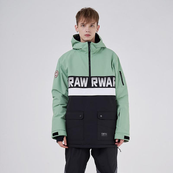 Men's RAWRWAR Powershot Cargo Half Zipper Snow Jacket with Removable Hem